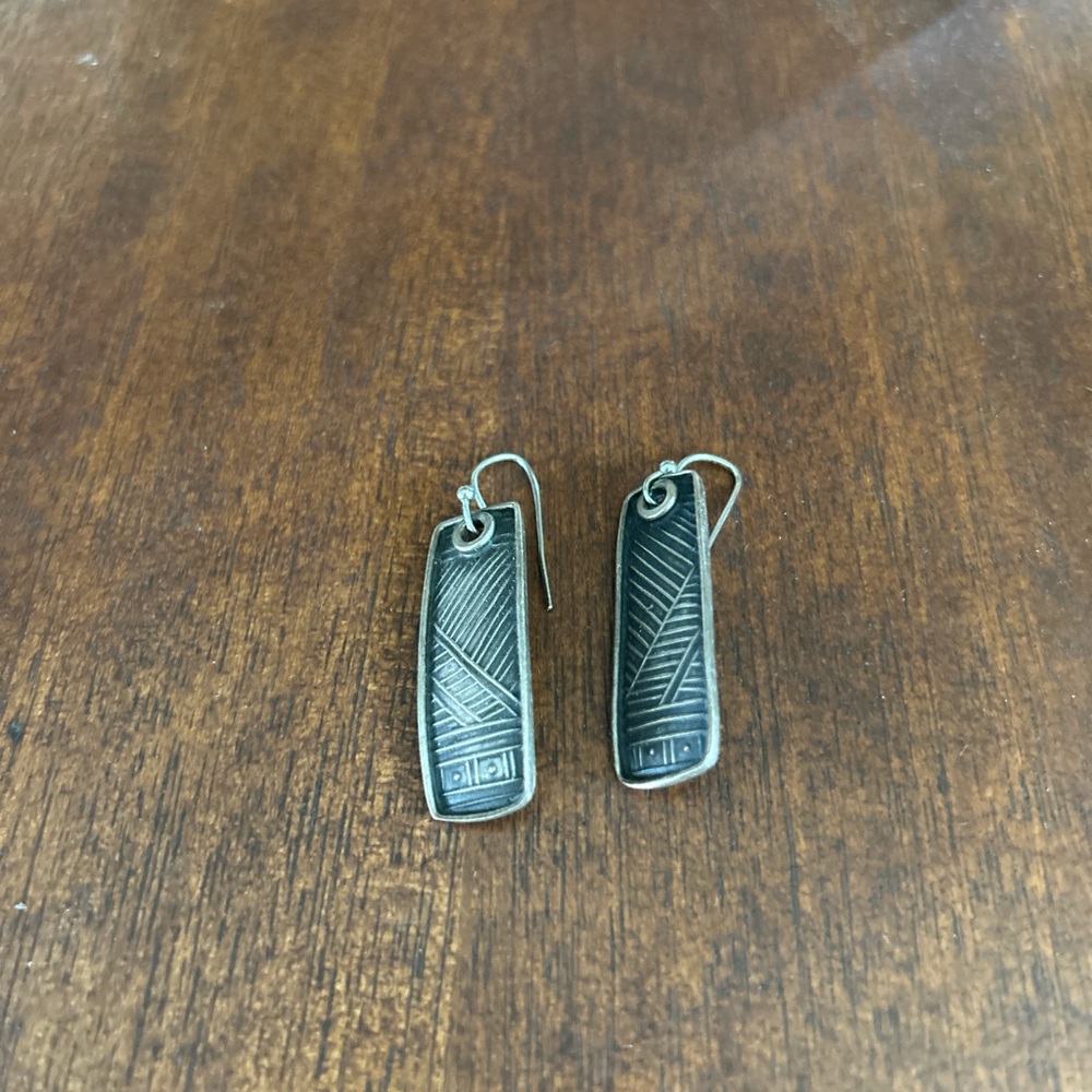 Sterling Silver Artisan Geometric Earrings - Picture 5 of 6